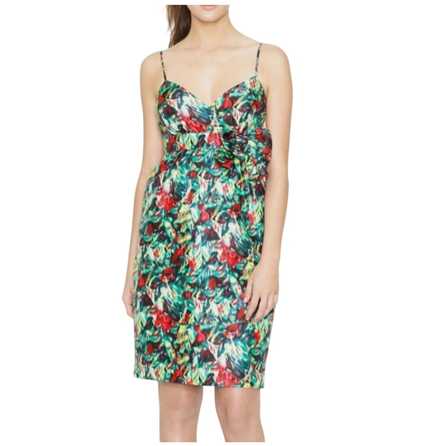 J. Crew Womens Vibrant Floral Silk Spaghetti Strap Cocktail Dress, Size 0